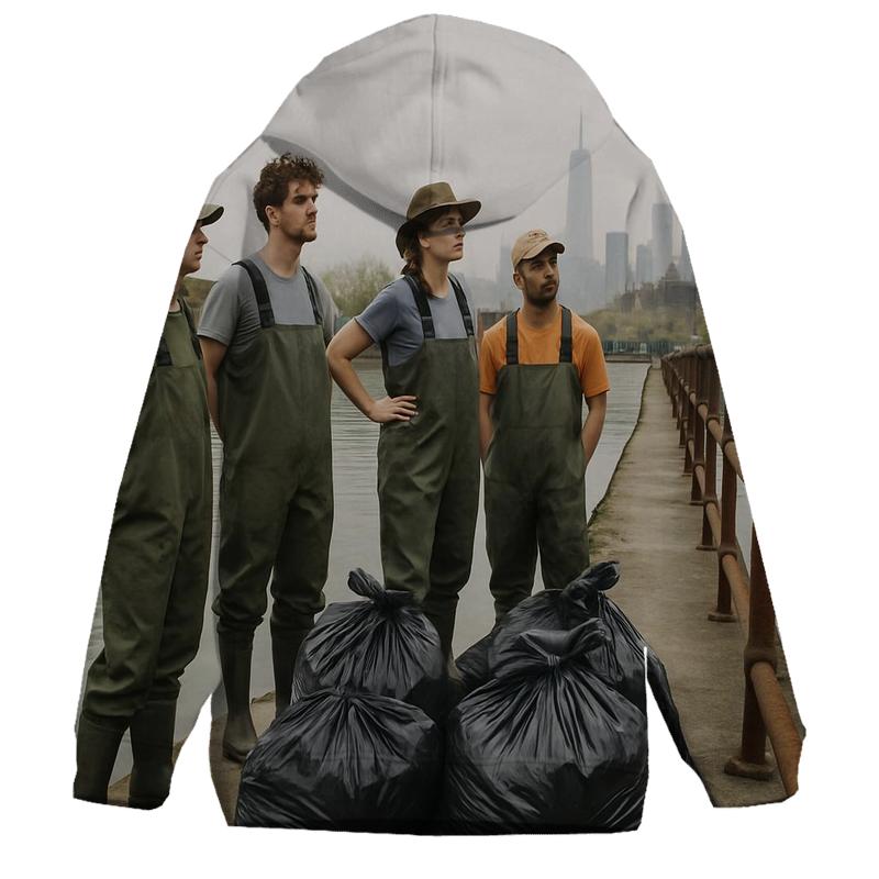Gowanus Canal Cleanup Crew With Downtown Skyline Beyond heavyweight hoodies