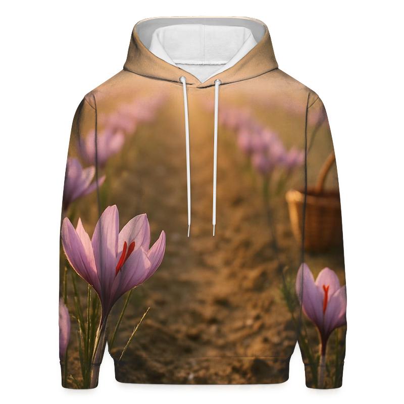 Saffron Crocus Harvest Rows At Dawn heavyweight hoodies