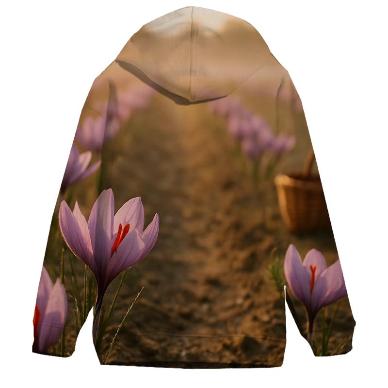 Saffron Crocus Harvest Rows At Dawn heavyweight hoodies
