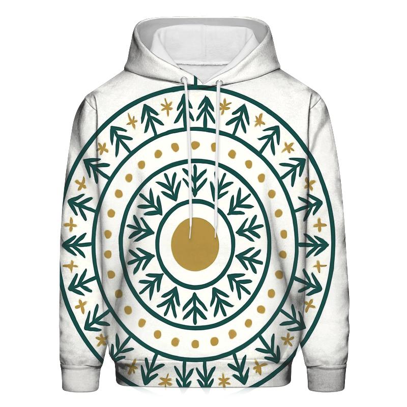 Ornament Mandala Evergreen Rings zip-up hoodies