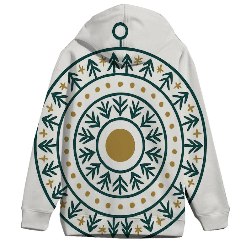 Ornament Mandala Evergreen Rings zip-up hoodies