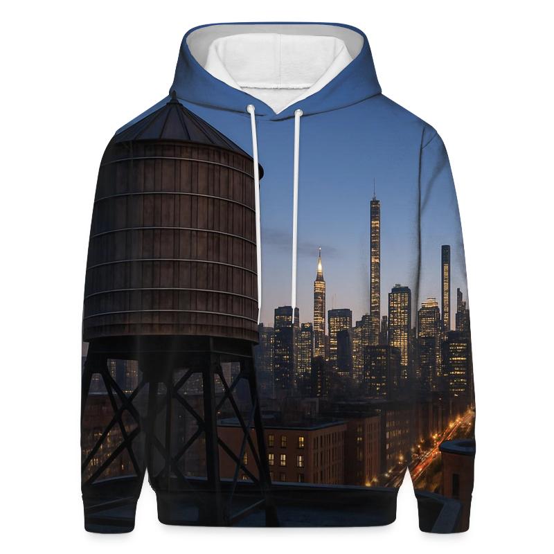 Harlem Rooftop Water Tower Silhouette Over Central Park South hoodie styles