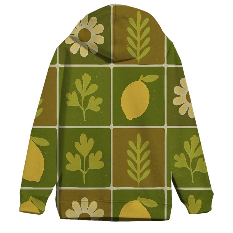 Funky Kitchen Tile Botanicals designer hoodies