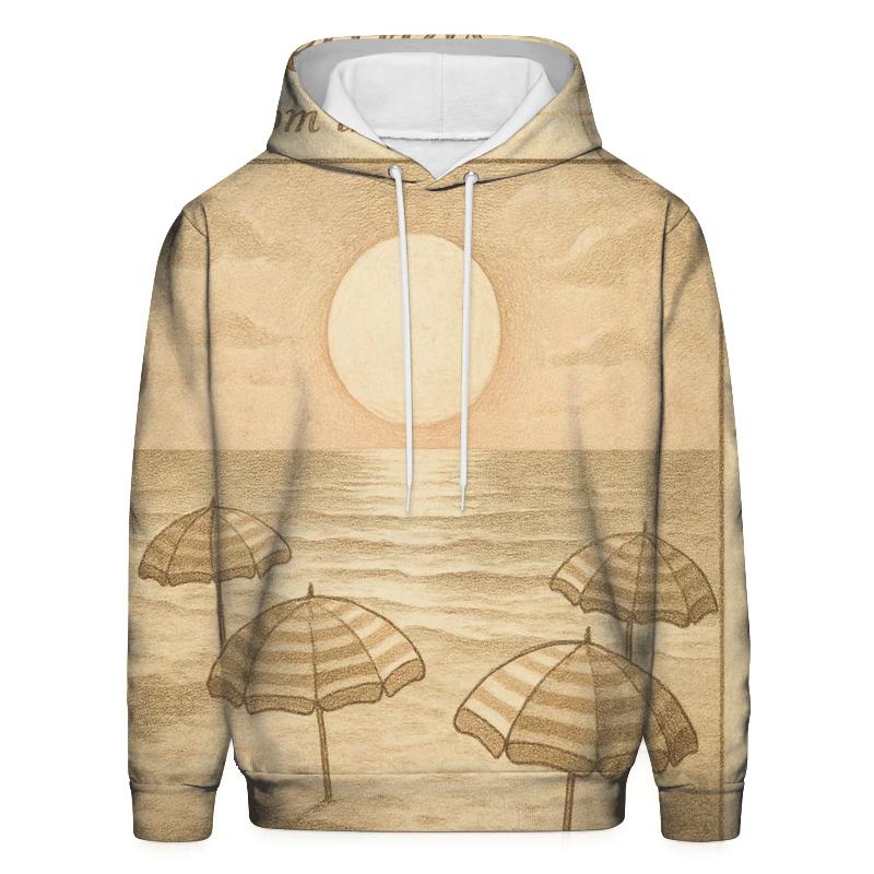 Antique Postcard Lunar Seaside Holiday premium hoodies