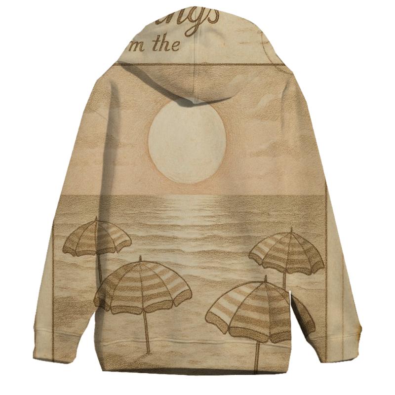 Antique Postcard Lunar Seaside Holiday premium hoodies