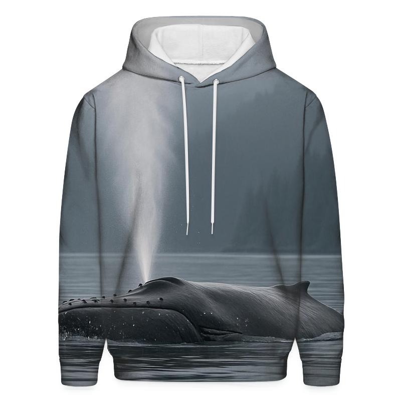 Mist Channel Passage Humpback Whale printed hoodies