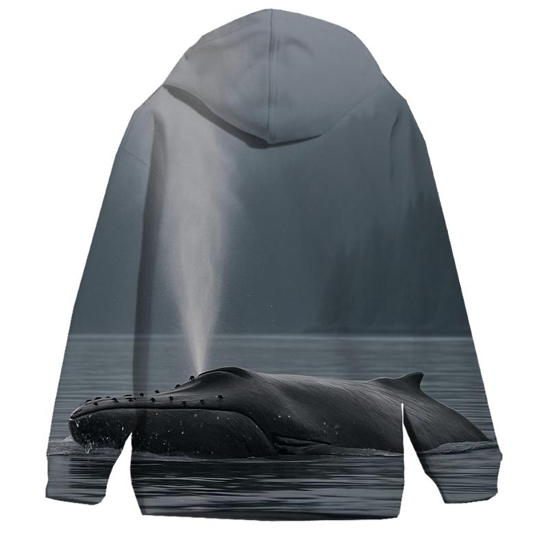 Mist Channel Passage Humpback Whale printed hoodies