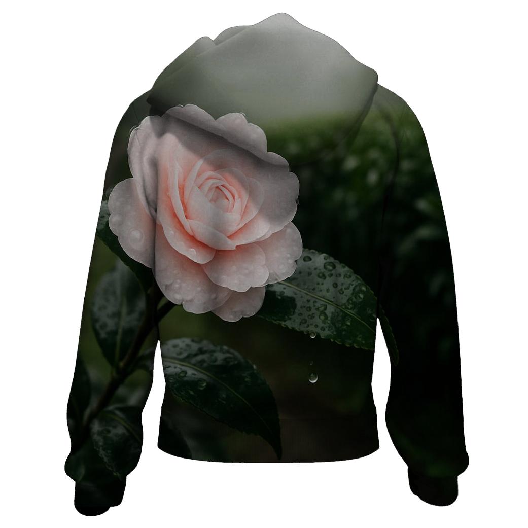 Tea Plantation Camellia Blossom After Rain embroidered hoodies