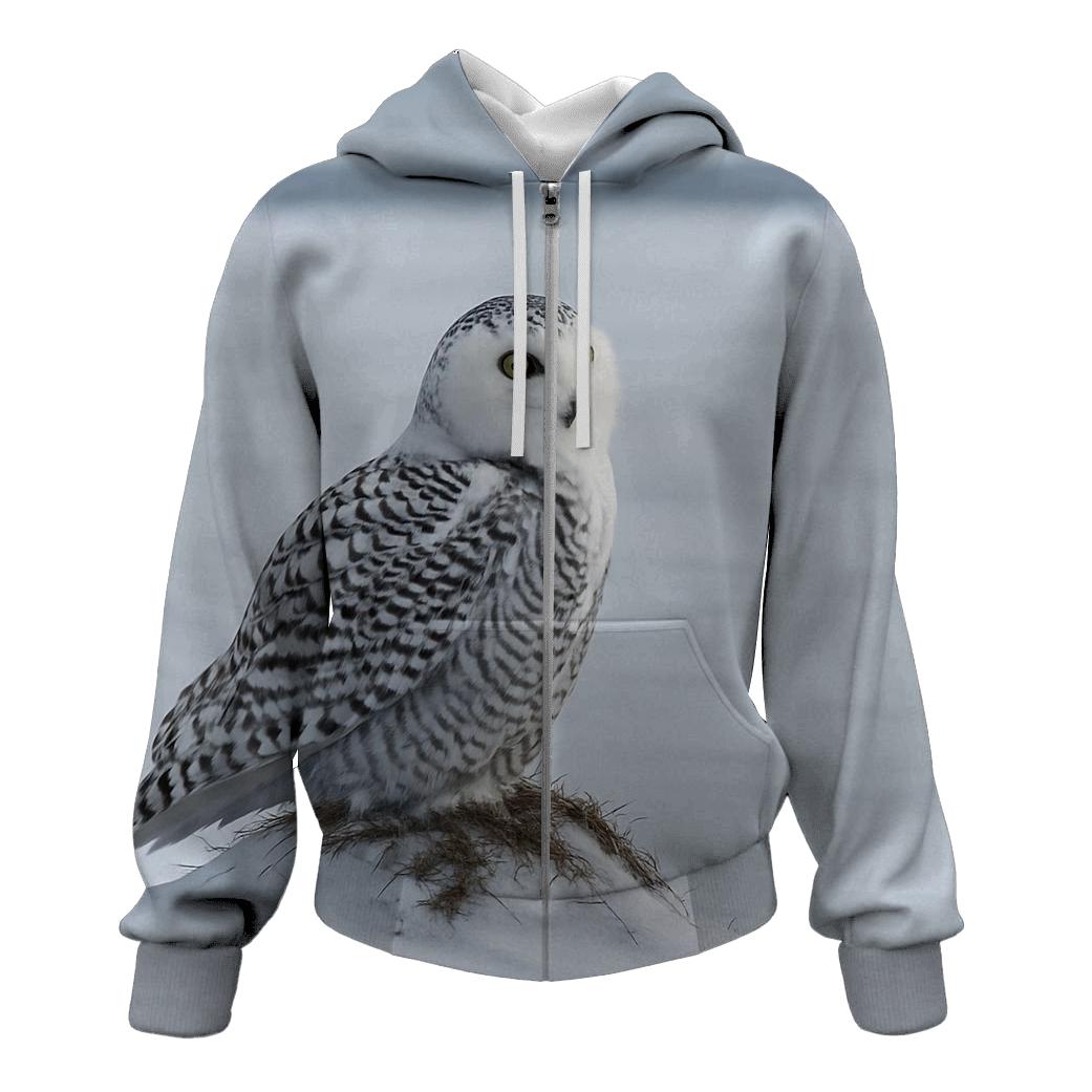 Frostwind Sentinel Snowy Owl pullover hoodies