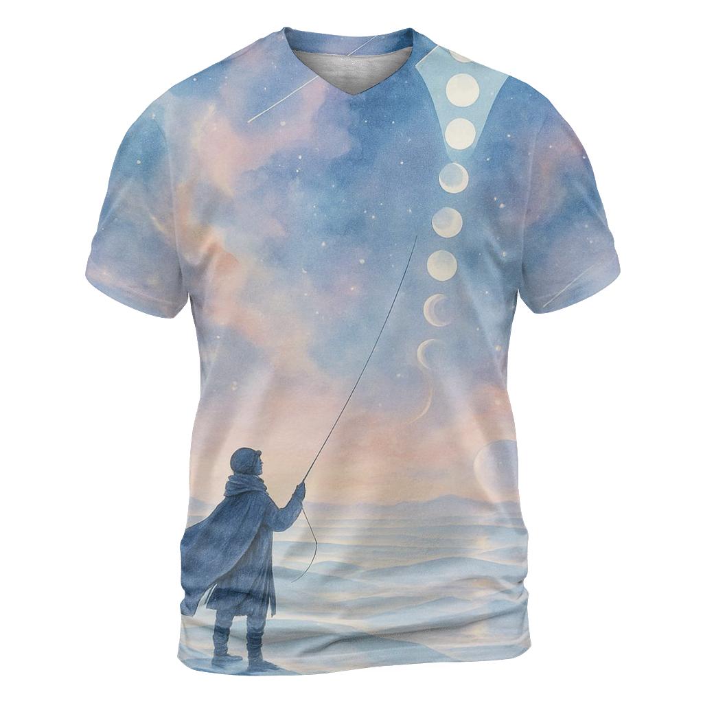 Moon Phase Kite Over Crystal Dunes trendy printed shirt styles