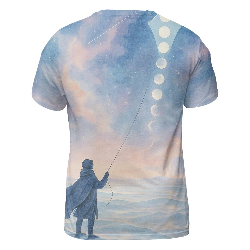 Moon Phase Kite Over Crystal Dunes trendy printed shirt styles