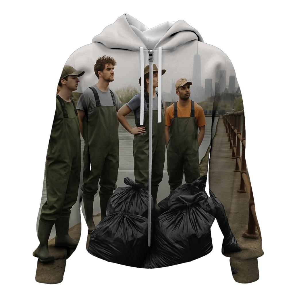 Gowanus Canal Cleanup Crew With Downtown Skyline Beyond hoodies fashion