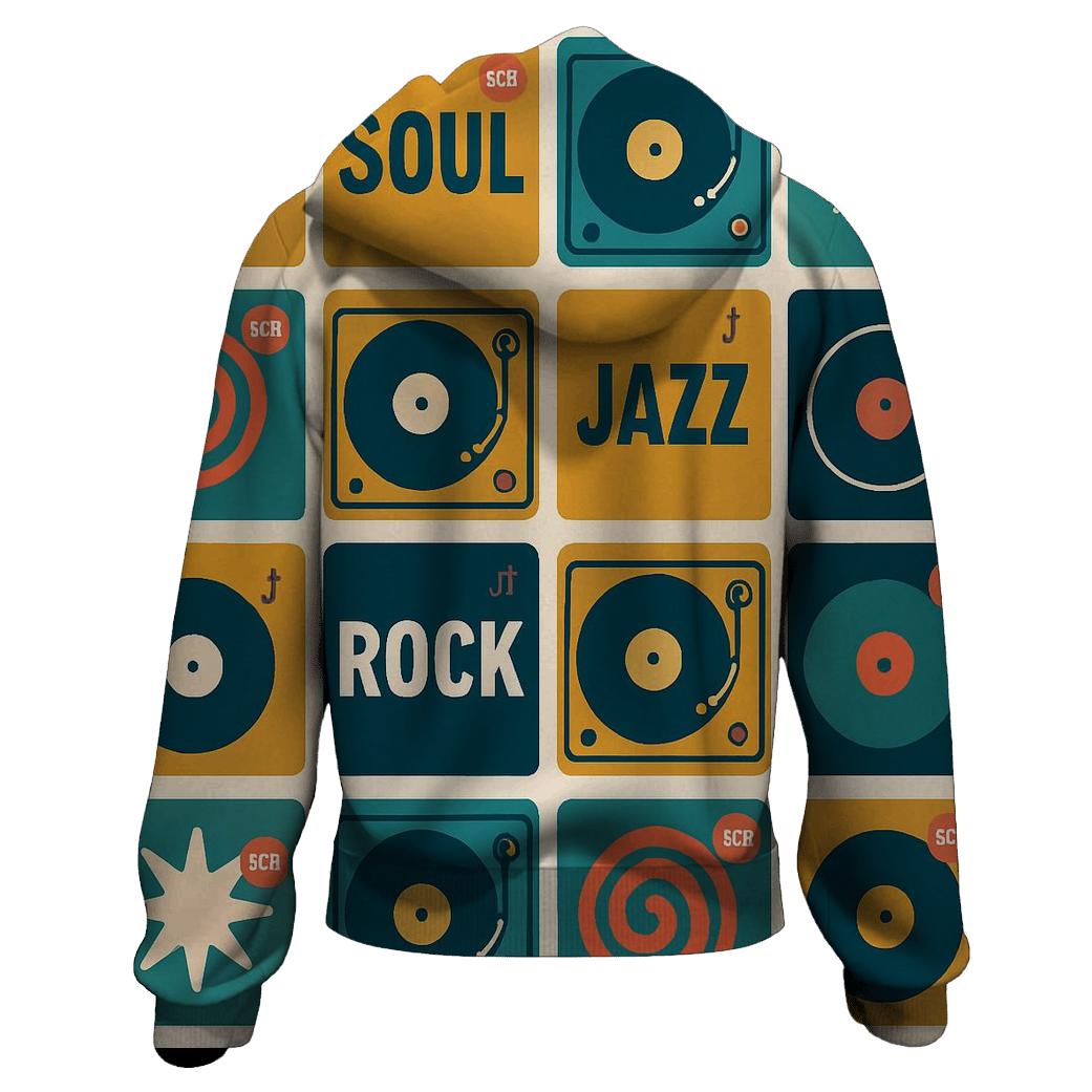 Seventies Record Shop Grid embroidered hoodies