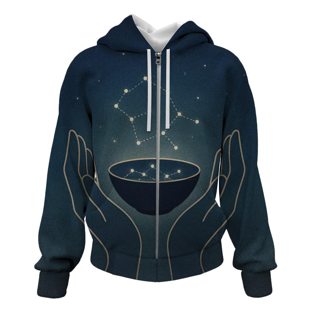 Open Palm Constellation Bowl zip-up hoodies