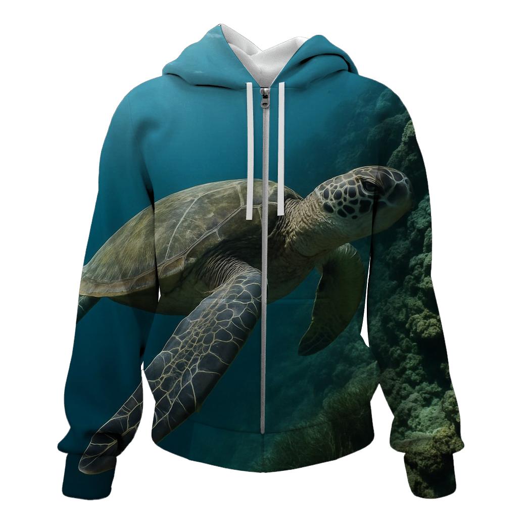 Reef Edge Glide Green Sea Turtle hoodie designs