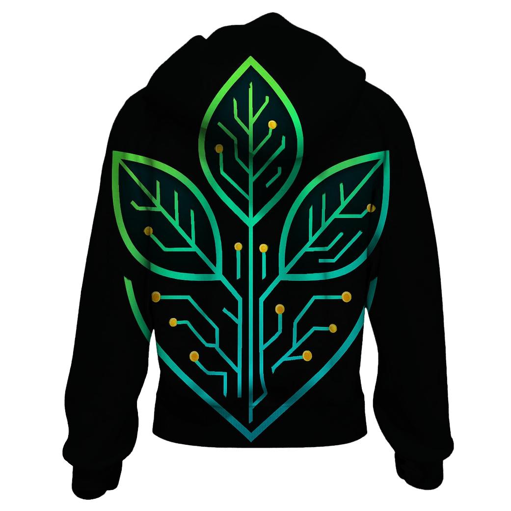 Neon Botanical Circuit Emblem premium hoodies