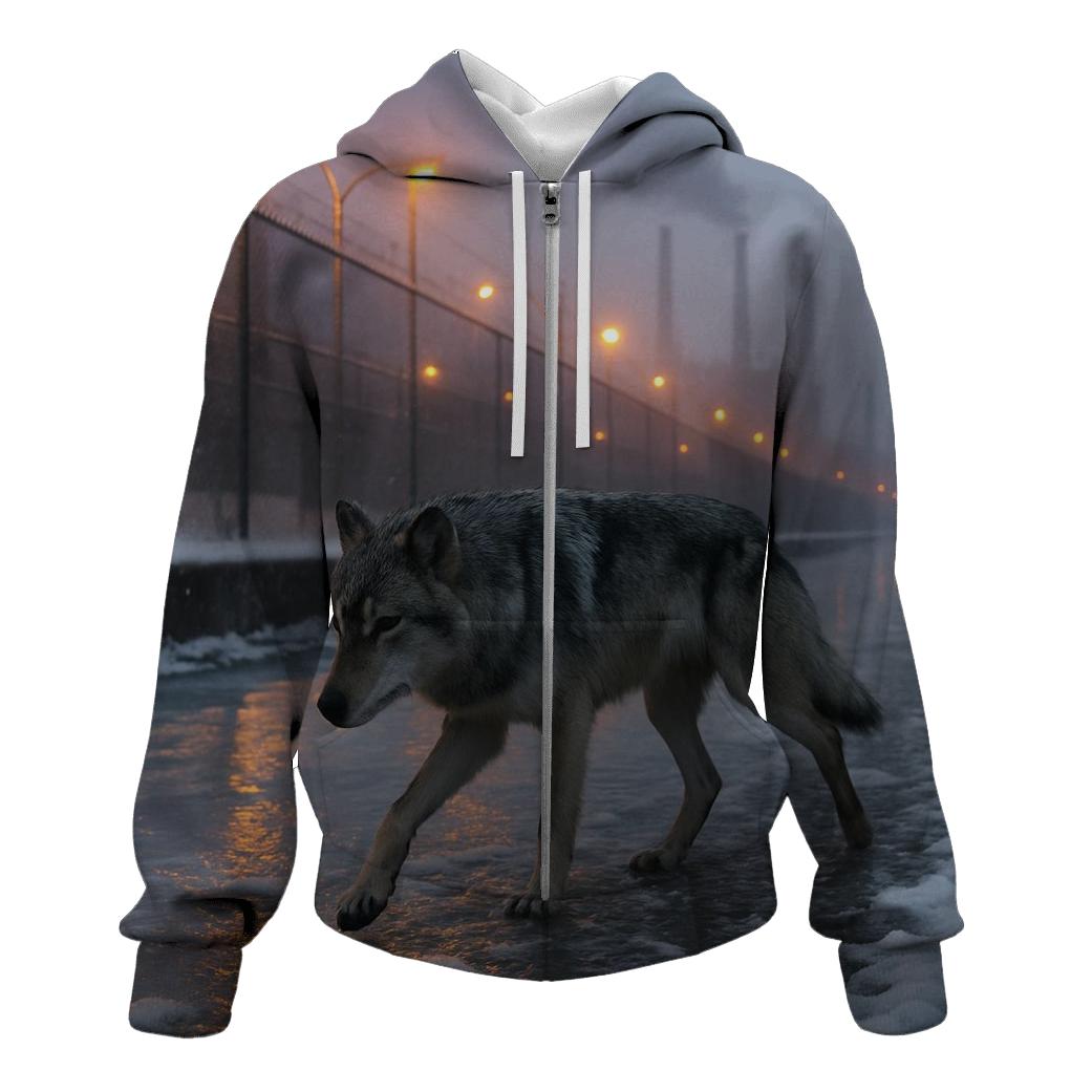 Canal Shadow Patrol In Industrial Winter City lightweight hoodies