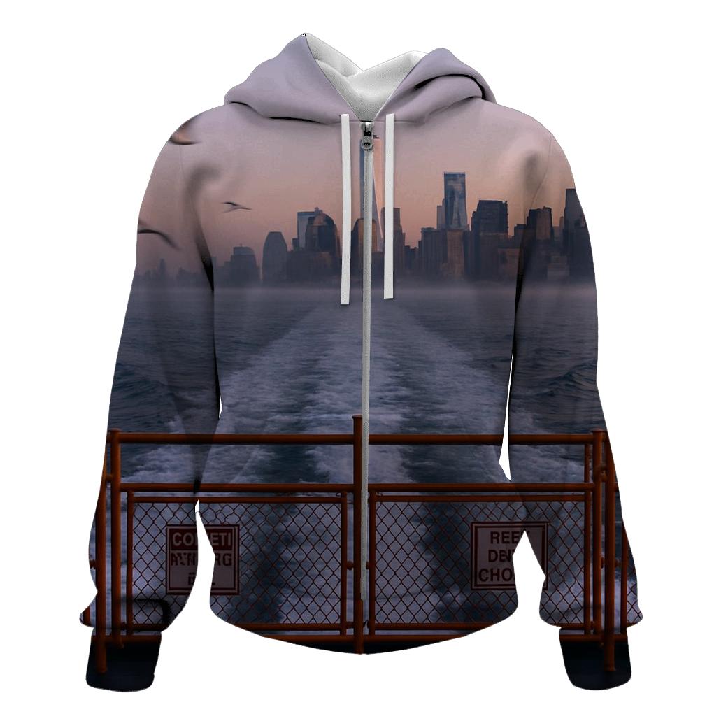 Staten Island Ferry Wake At Dawn Facing Lower Manhattan hoodie styles