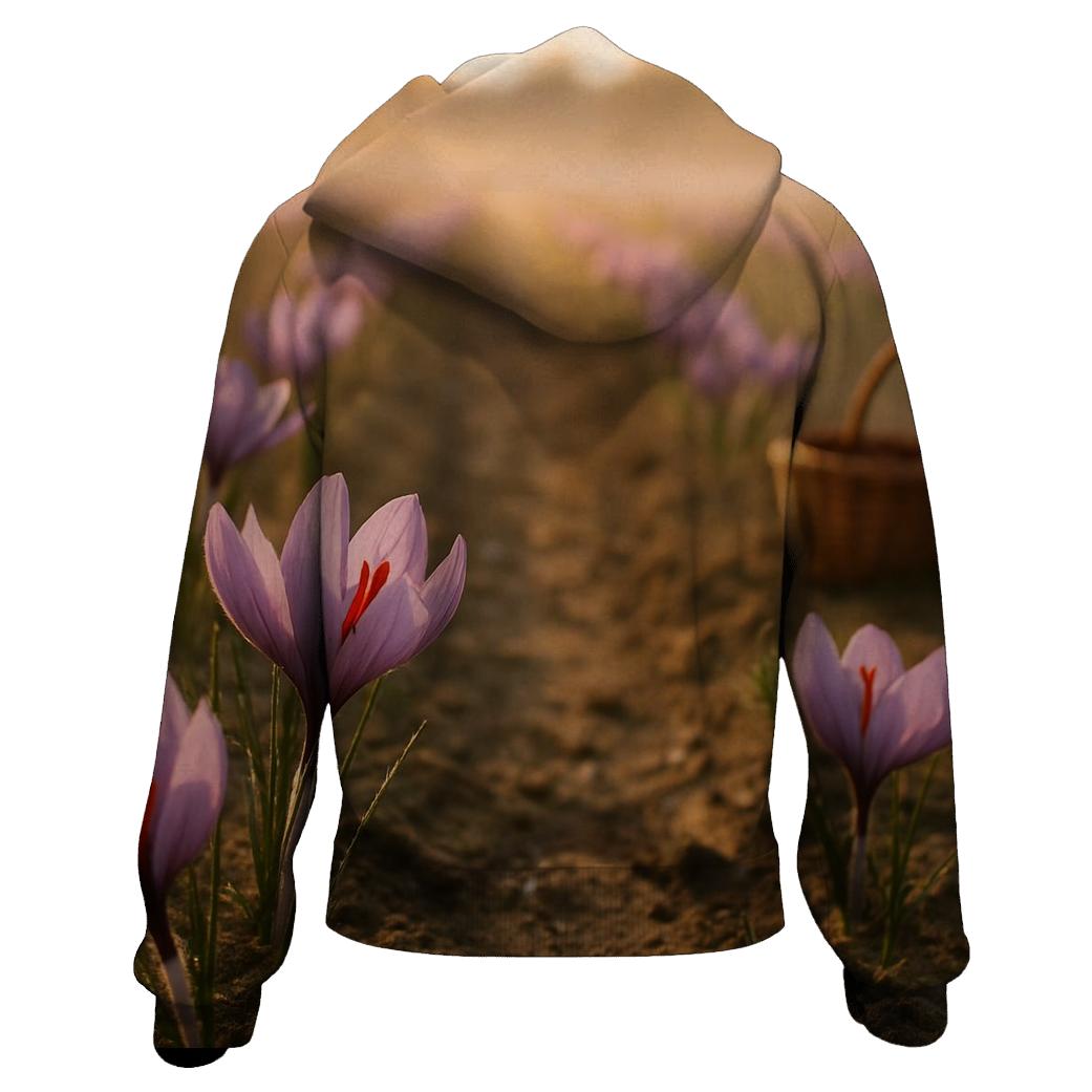 Saffron Crocus Harvest Rows At Dawn premium hoodies