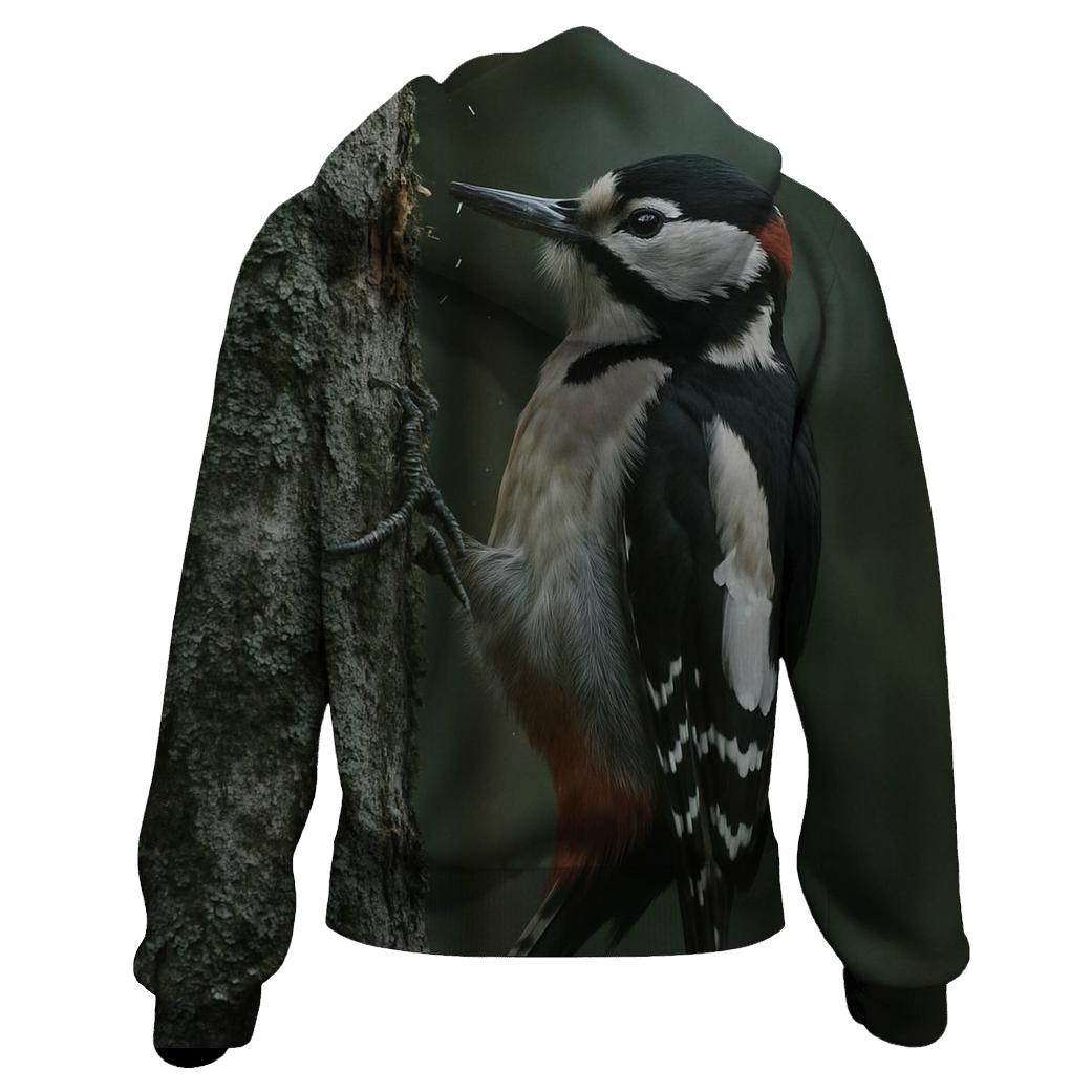 Mossland Drummer Great Spotted Woodpecker printed hoodies