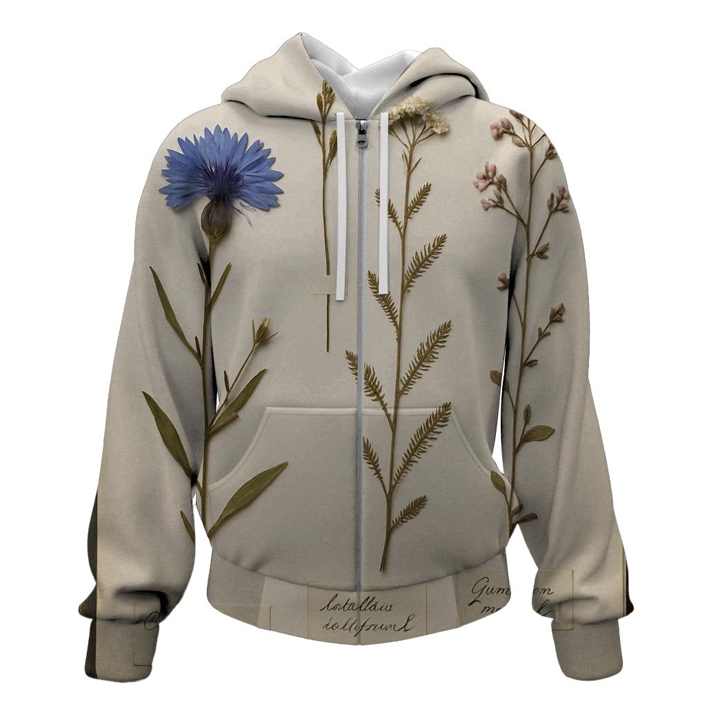 Herbarium Pressed Wildflowers On Archival Paper lightweight hoodies