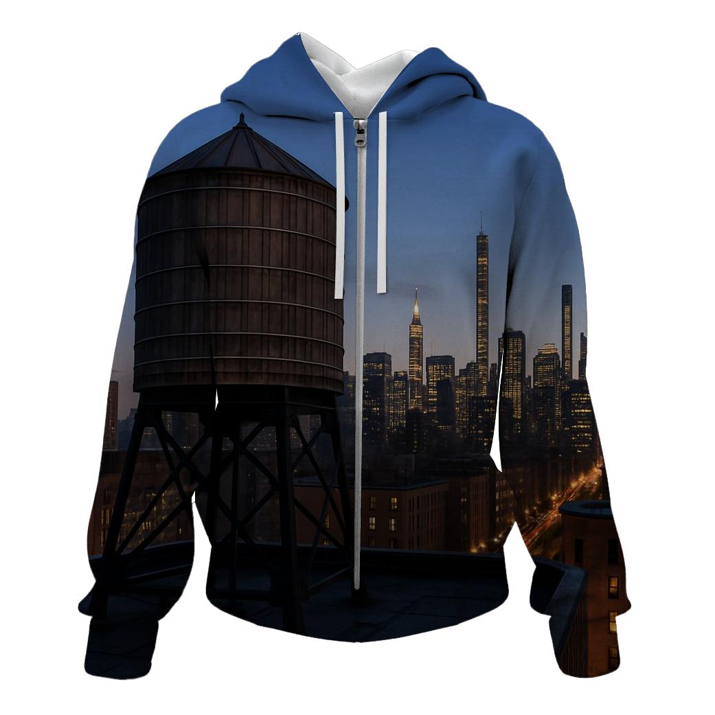 Harlem Rooftop Water Tower Silhouette Over Central Park South pullover hoodies