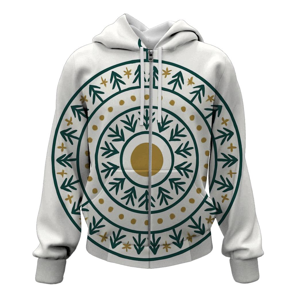 Ornament Mandala Evergreen Rings printed hoodies