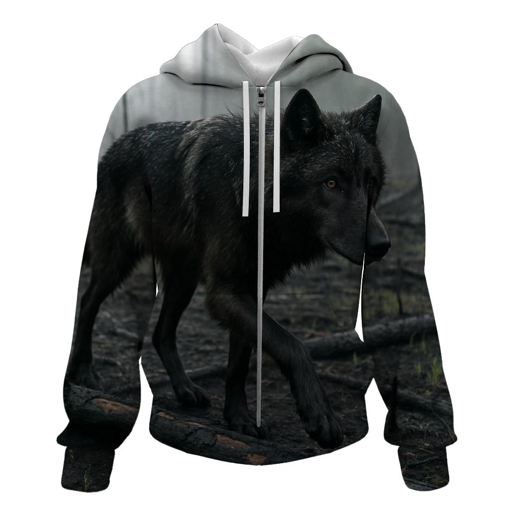 Boreal Burn Scar Crossing After Rain embroidered hoodies