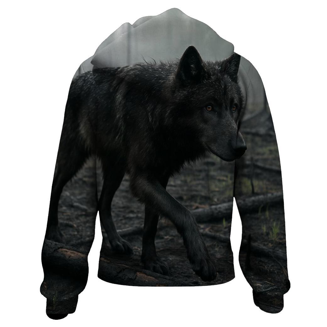 Boreal Burn Scar Crossing After Rain embroidered hoodies