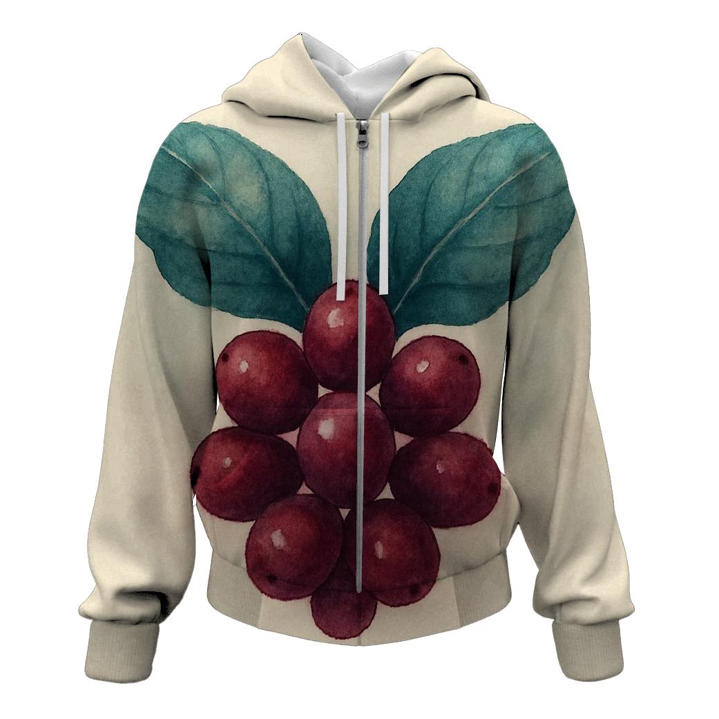 Cherry Leaf Watercolor Crest hoodie designs