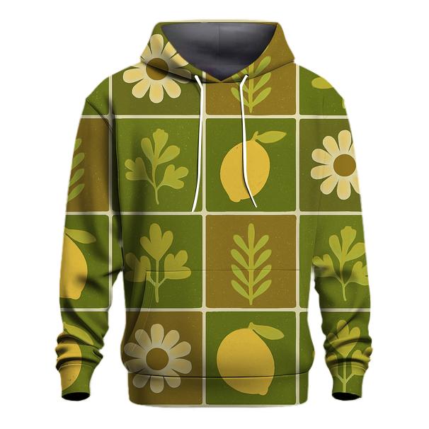 Funky Kitchen Tile Botanicals graphic hoodies