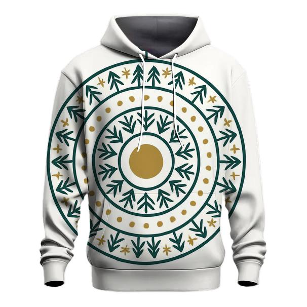 Ornament Mandala Evergreen Rings embroidered hoodies