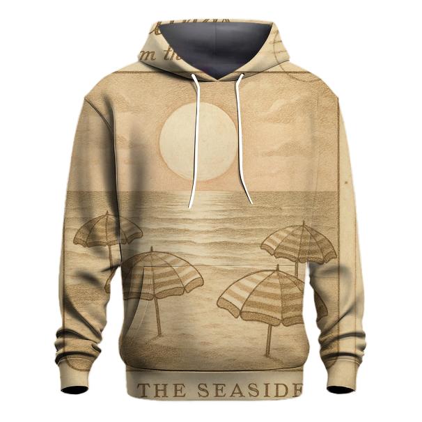 Antique Postcard Lunar Seaside Holiday zip-up hoodies