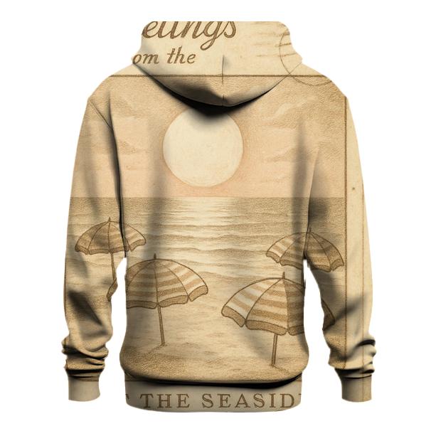 Antique Postcard Lunar Seaside Holiday zip-up hoodies