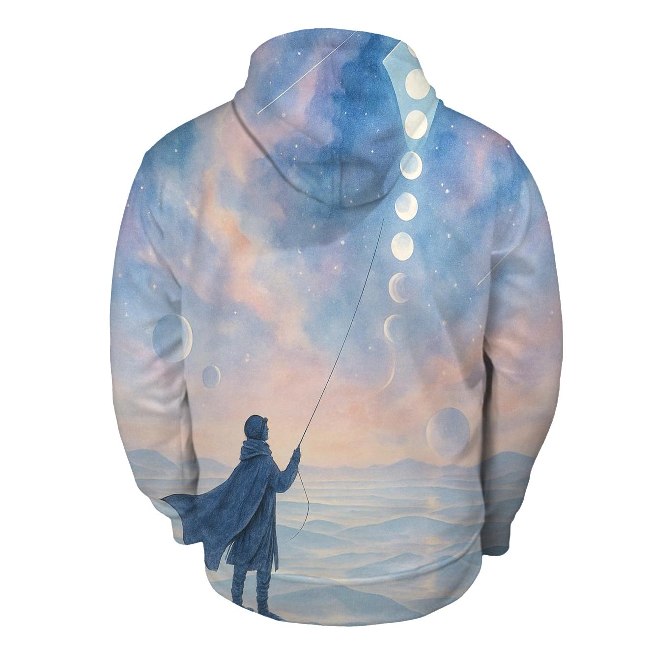 Moon Phase Kite Over Crystal Dunes premium hoodies