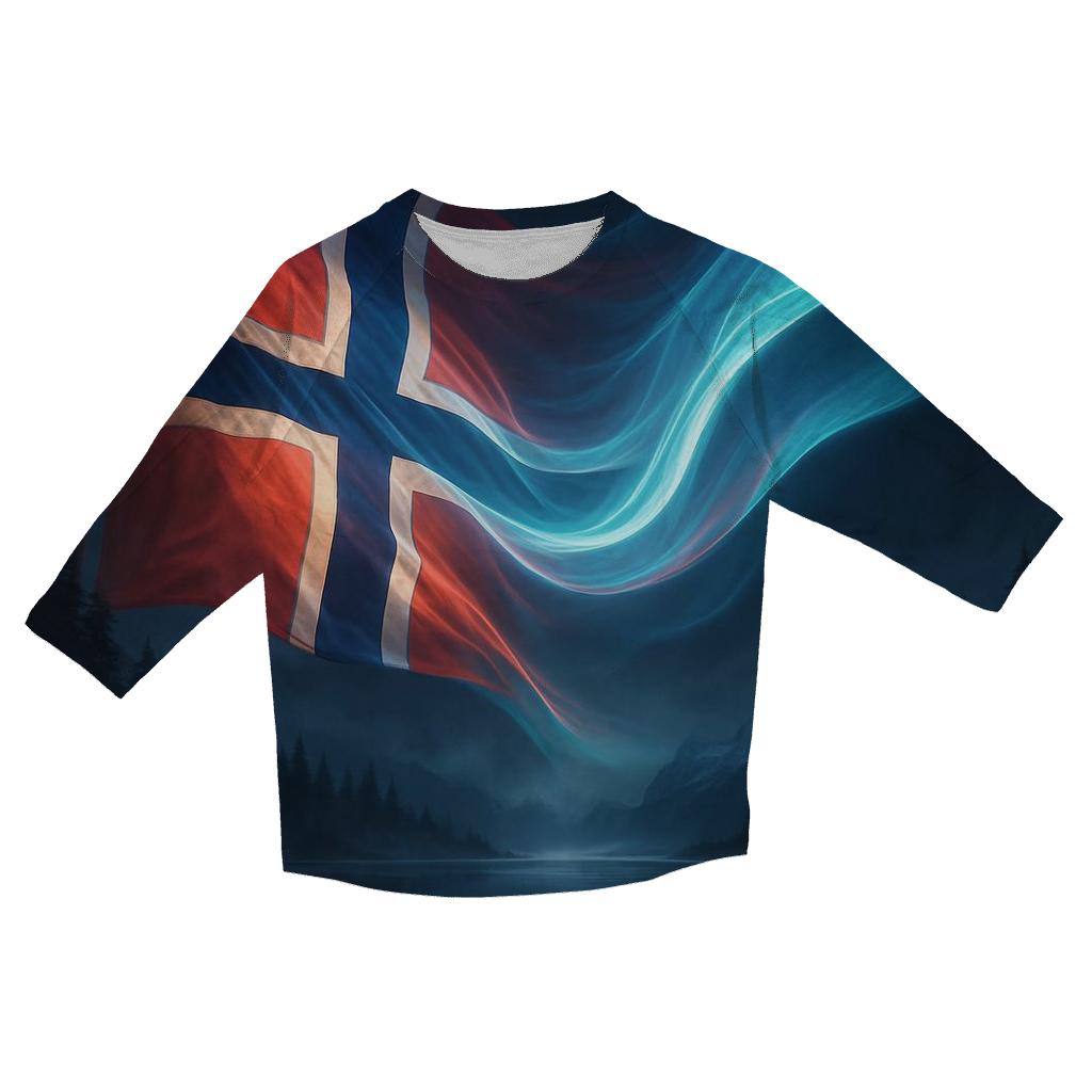 Aurora Fjord Flag Of Norway custom 3/4 sleeve shirts