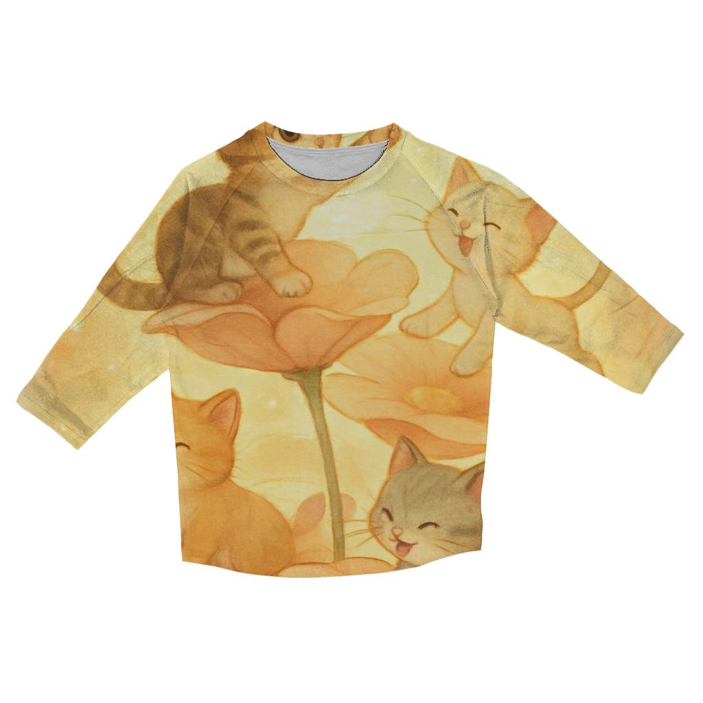 Sunrise Petal Carousel Cats fashion 3/4 sleeve shirts