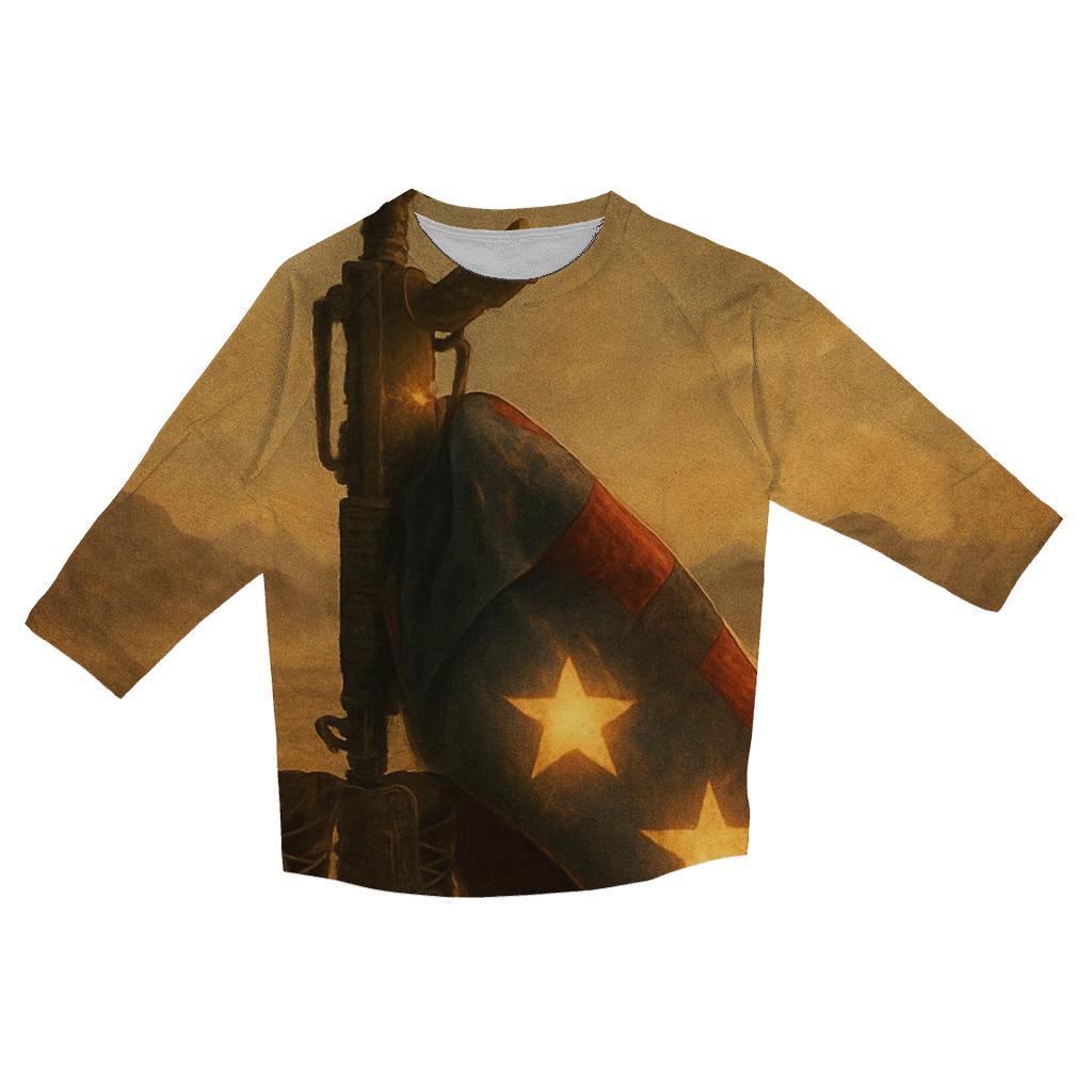 Desert Memorial Of Boots Rifle And Folding Stars cotton quarter sleeve shirts