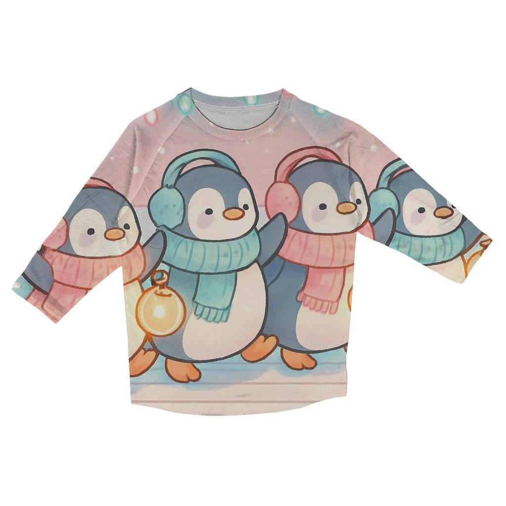 Penguin Parade Bubble Lights trendy 3/4 sleeve tops