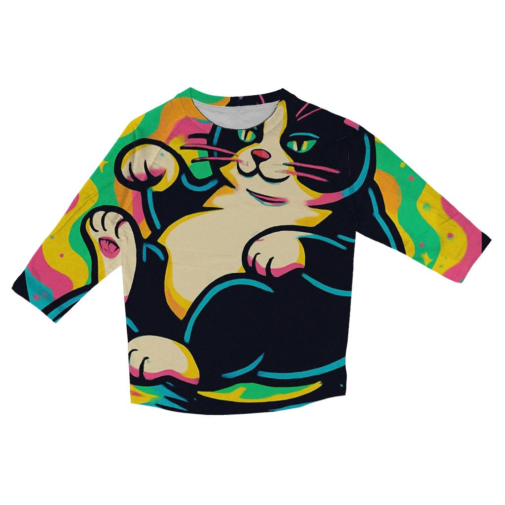 Prismatic Bubble Jazz Cat designer 3/4 sleeve blouses