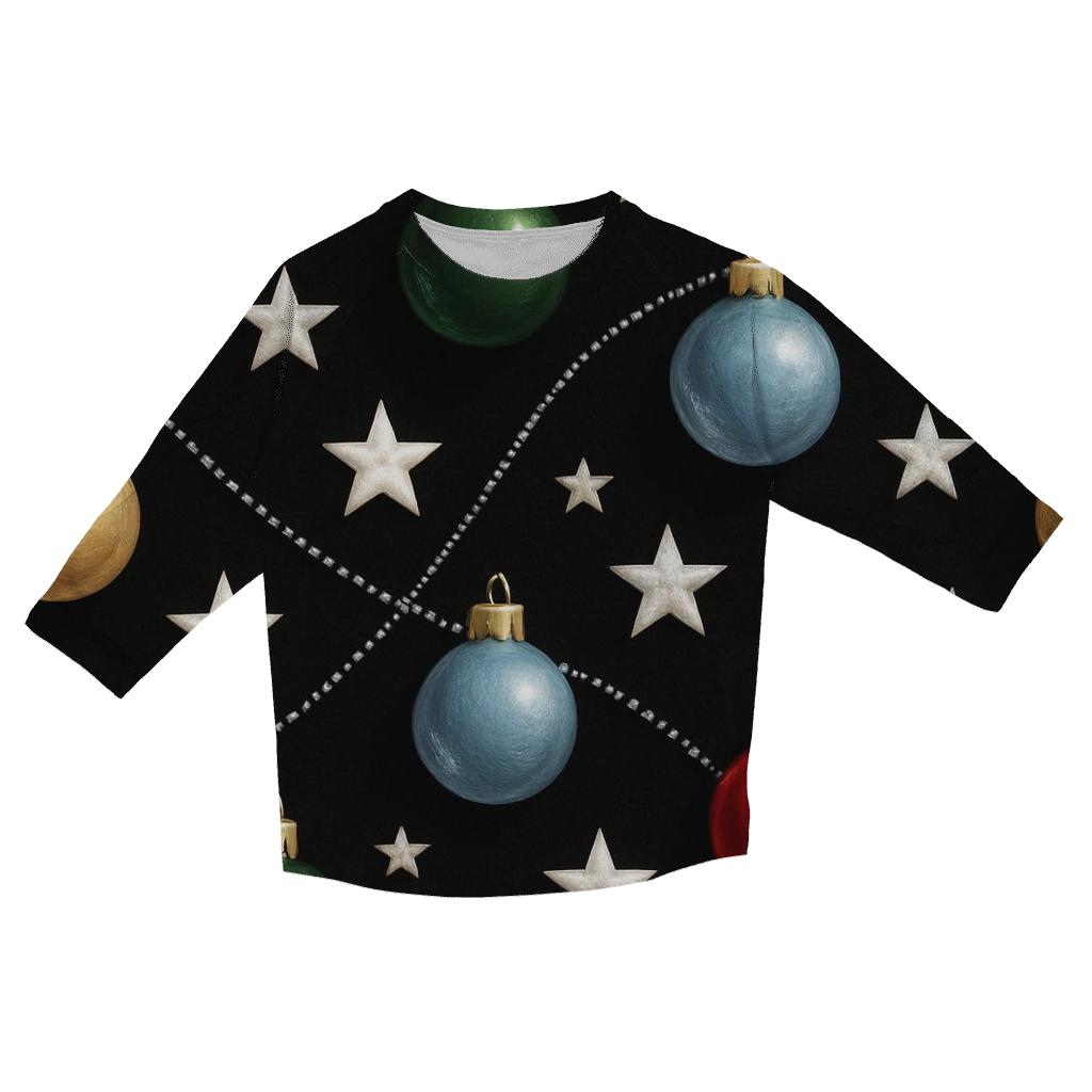 Star And Ornament Constellation Scatter On Black Background custom 3/4 sleeve shirts