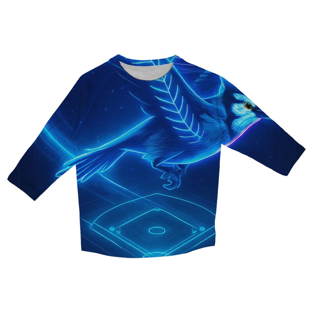 Neon Flight Path Of Blue Jays casual three quarter sleeve shirts