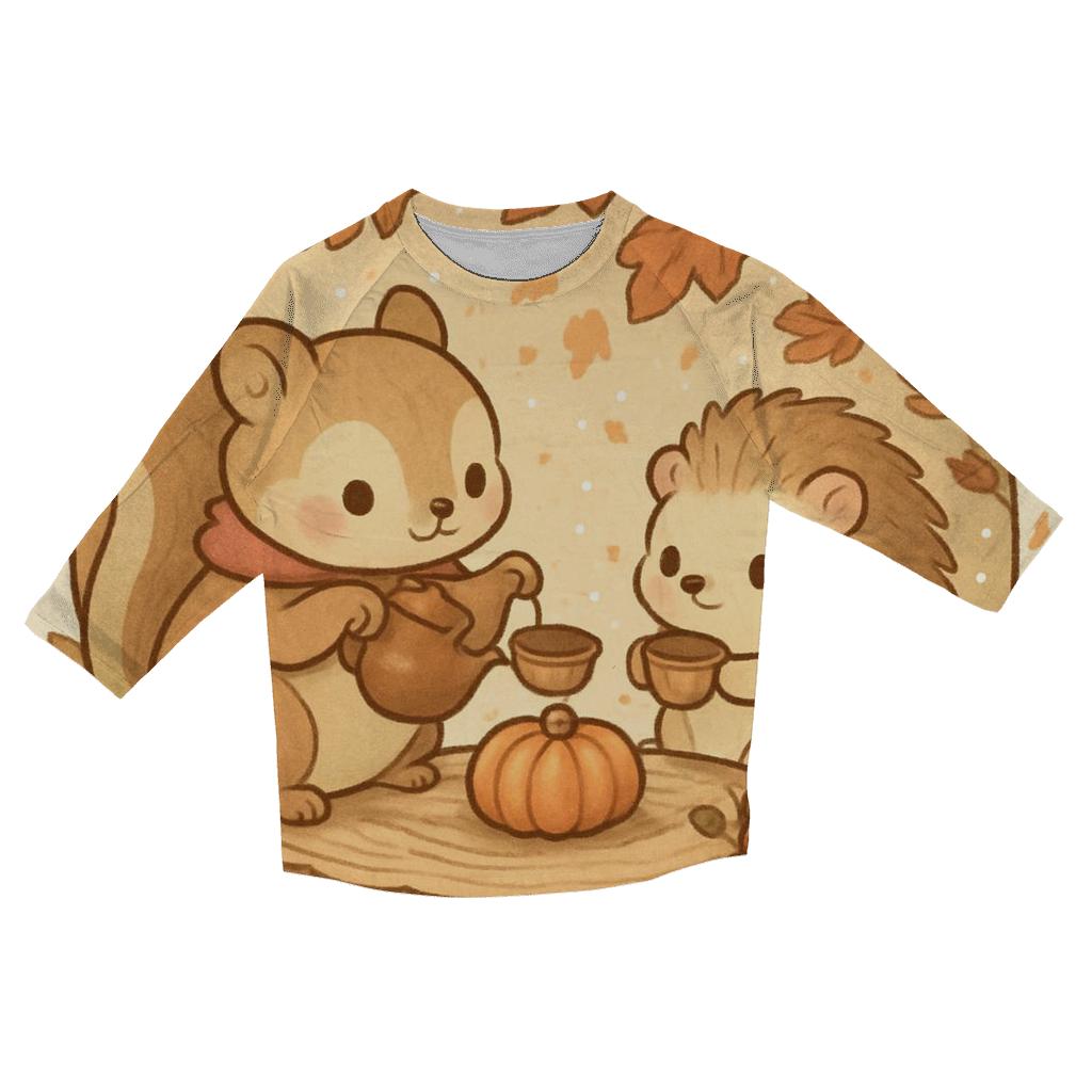 Woodland Harvest Tea Party Under Maple Canopy cotton quarter sleeve shirts