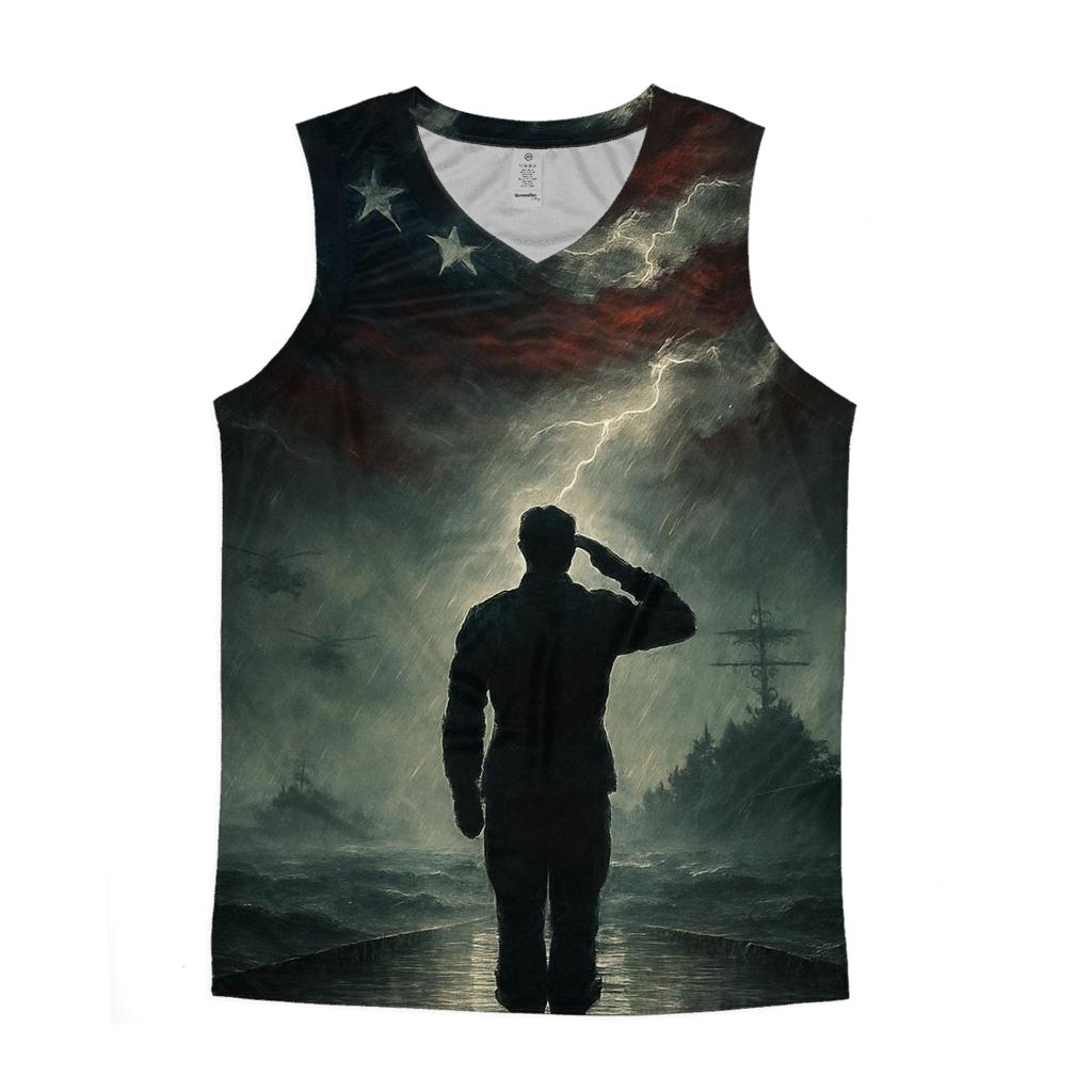 Harbor Vigil Under The Storm Flag cotton sleeveless tops