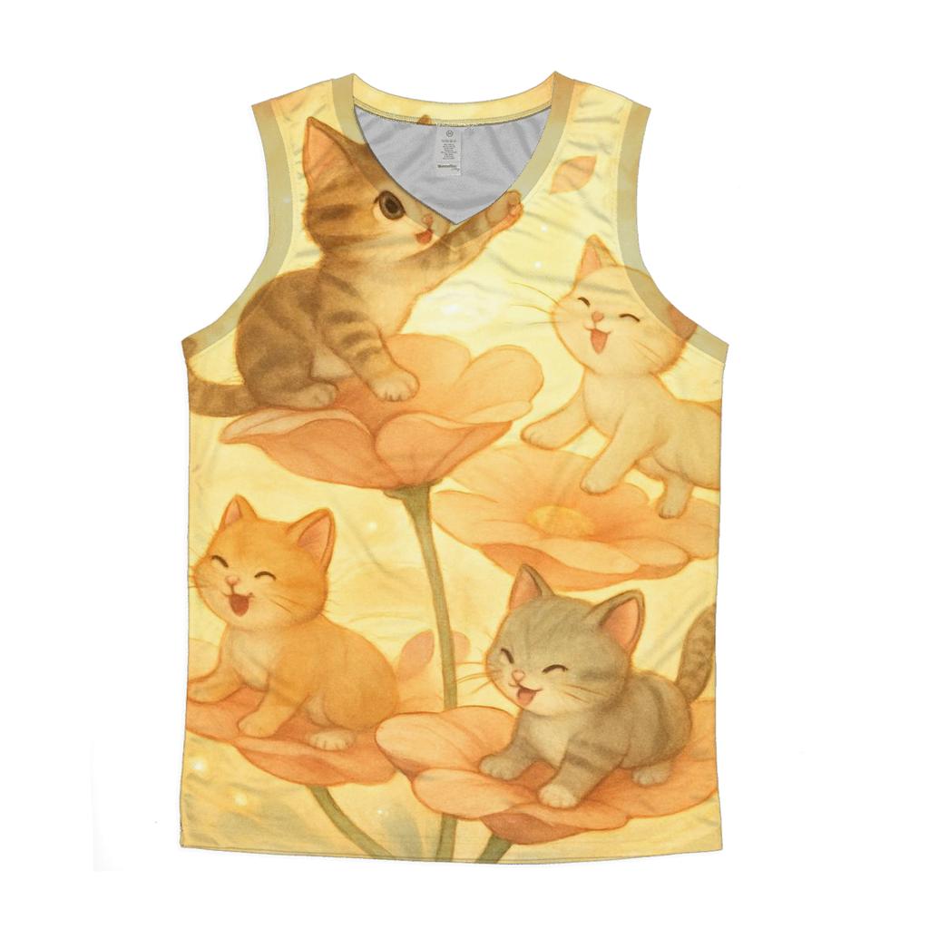 Sunrise Petal Carousel Cats casual summer tank tops