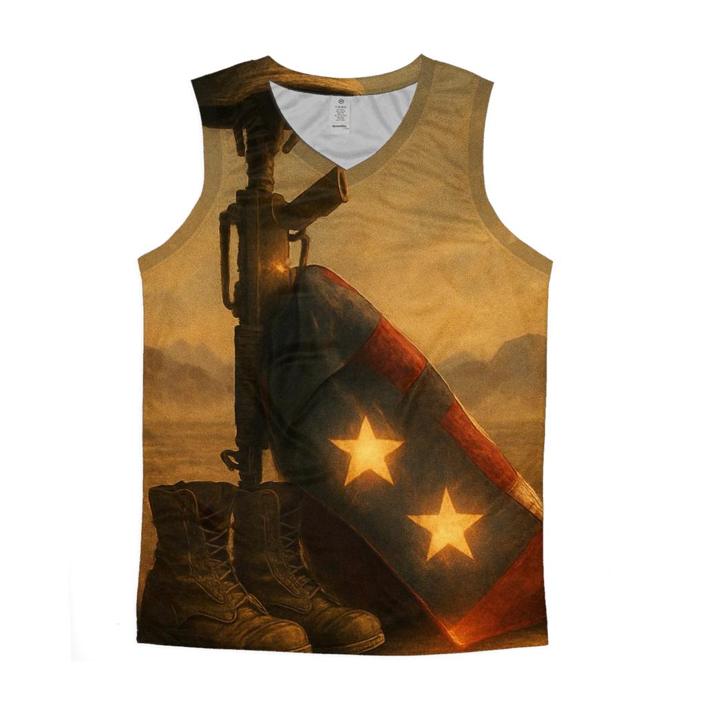 Desert Memorial Of Boots Rifle And Folding Stars custom tank tops
