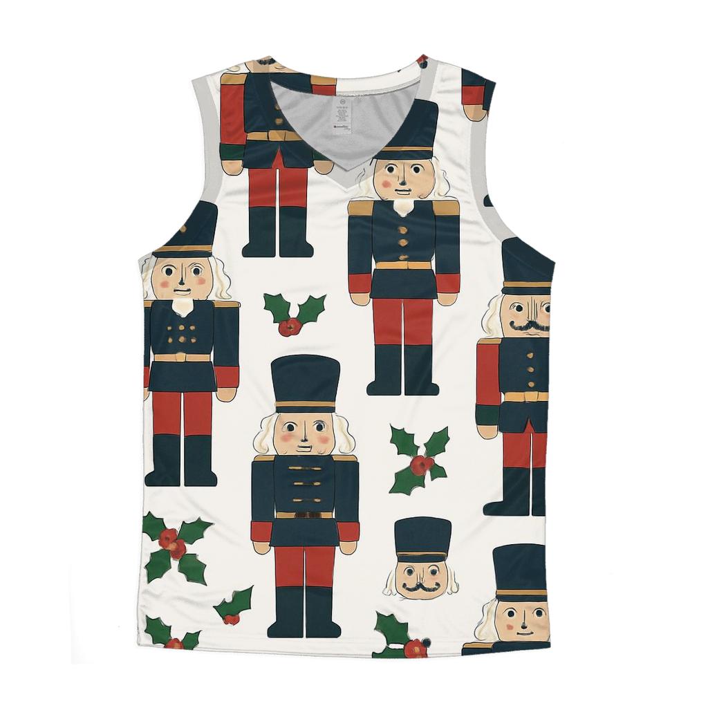 Nutcracker Toy Soldier Grid On Snow White Background custom tank tops