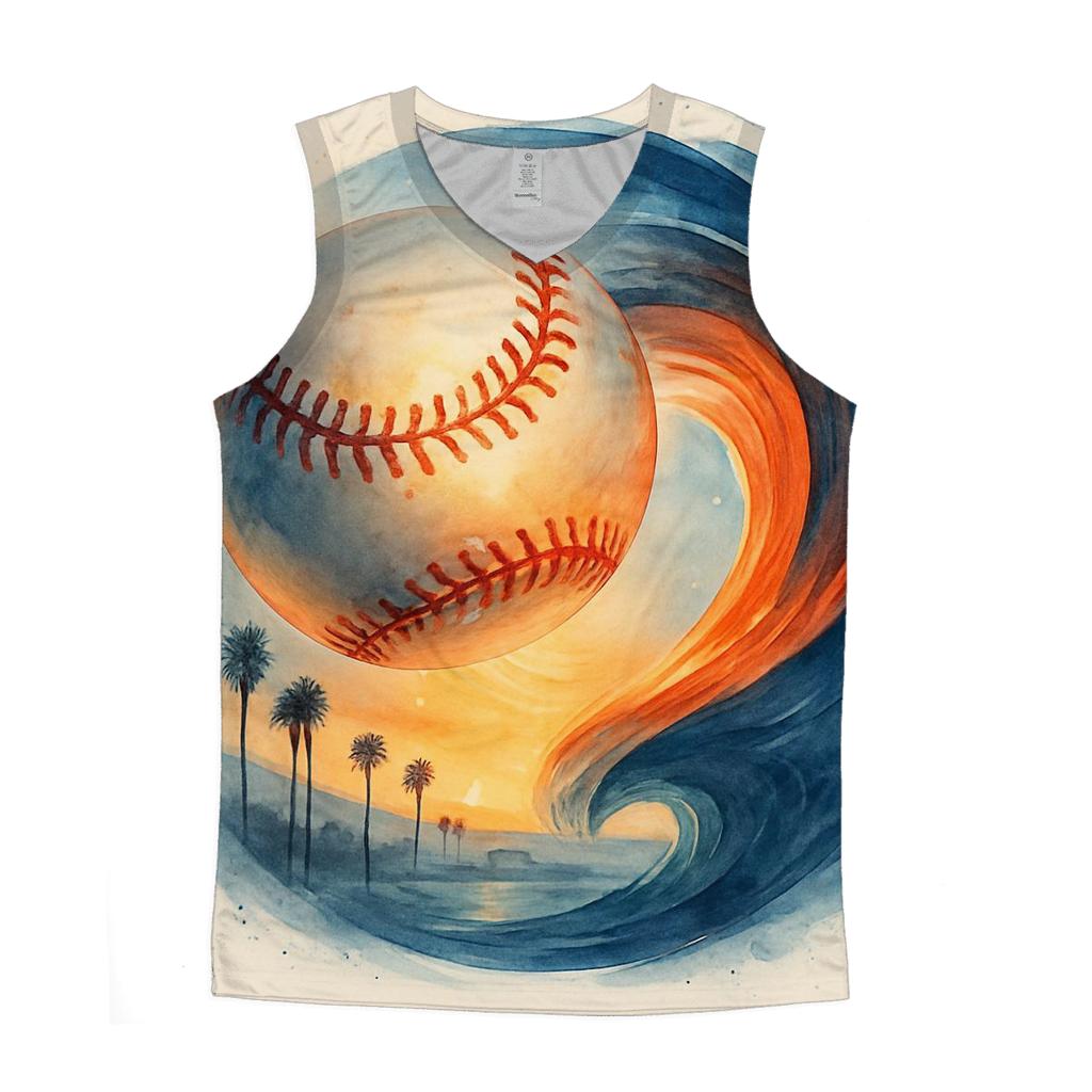 California Sunset Split Stitch Baseball Wave personalized athletic tanks