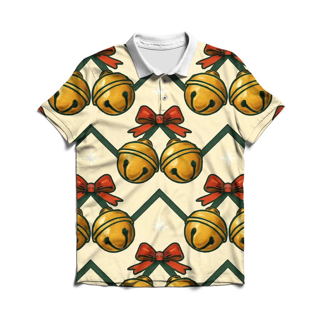 Golden Bell Chevron Parade On Warm Ivory Background casual sports polo shirts