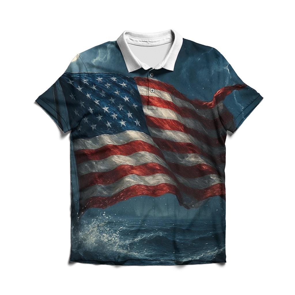 Midnight Harbor Flagstorm casual sports polo shirts